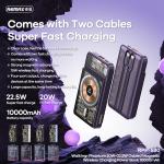 REMAX Walking·Phantom Series PD20W+QC22.5W Cabled Magnetic Wireless Charging Power Bank 10000mAh  RPP-580
