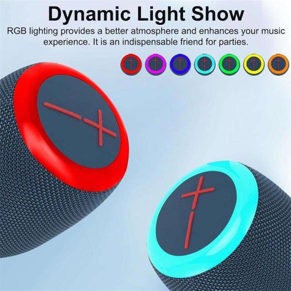 Remax Portable Wireless Bluetooth Speaker with RGB Light TWS Connectivity Waterproof Outdoor Speaker with AUX&TF-Card,FM Mode