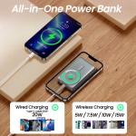 Remax CX-2 Magnetic 15W Wireless Power Bank 10000mAh with Built-in Foldable Stand Dual Fast Charging Power Banks with Cable