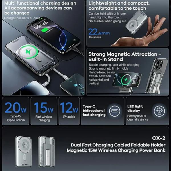 REMAX Capsule Series 20W Cabled Type-C Emergency Direct Fast Charging Power Bank 5000mAh RPP-76