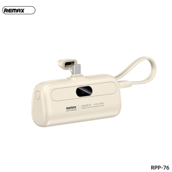 REMAX Capsule Series 20W Cabled Type-C Emergency Direct Fast Charging Power Bank 5000mAh RPP-76
